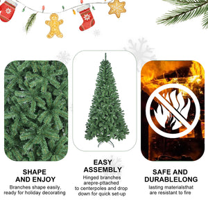 7FT Artificial Christmas Tree with 774 PVC Tips, Hinged Structure & Metal Stand – Full