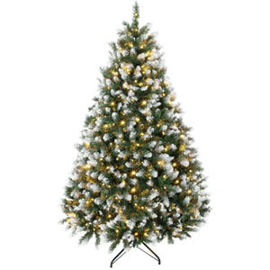 6-Foot Pre-Lit Artificial Christmas Tree, White-Tipped Full Green with 350 LED Lights