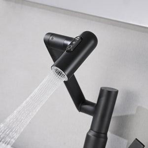 Bathroom Sink Faucet With Spray Function And Temperature Display, Anti Skid Switch, 360 Degree Rotary