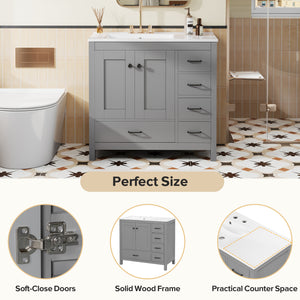 36" Gray Bathroom Vanity with Ceramic Sink Combo