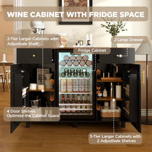 Mid-Century Modern Bar Cabinet with Fridge Space