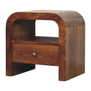 Solid Wood Darcy Nightstand, 1 Drawer and Open Shelf, Chestnut