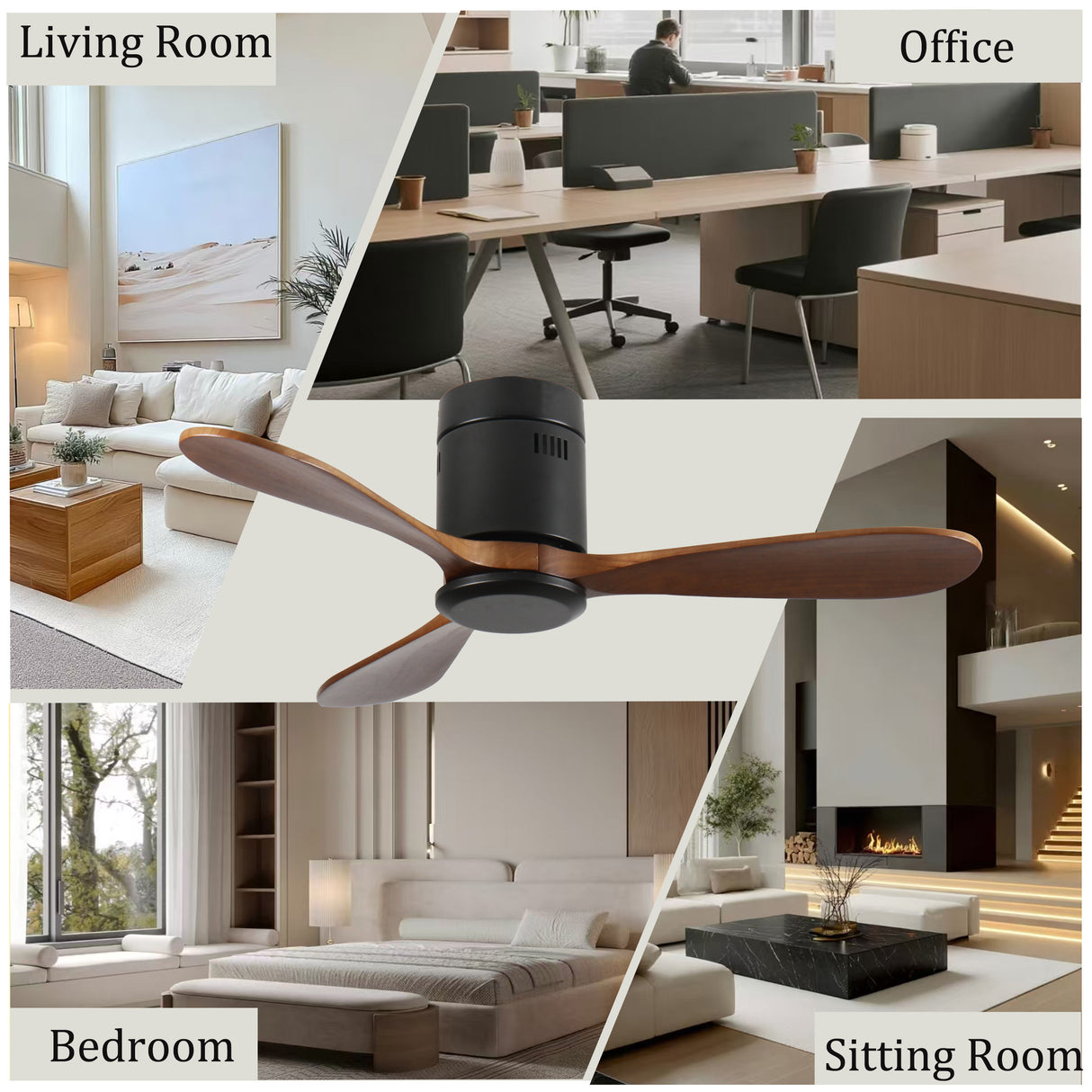 42-Inch Flush Mount Ceiling Fan Without Light
