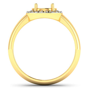 0.22 Carat Genuine White Diamond 14K Yellow Gold Semi Mount Ring - holds 9x7mm Oval Gemstone