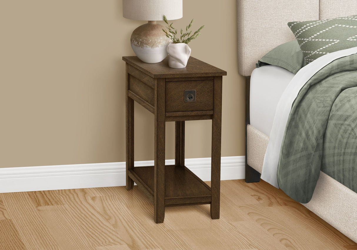 Accent End Table, 2 Tier, Narrow, Lamp, Storage Drawer, Charming Design - Best Buy Furniture