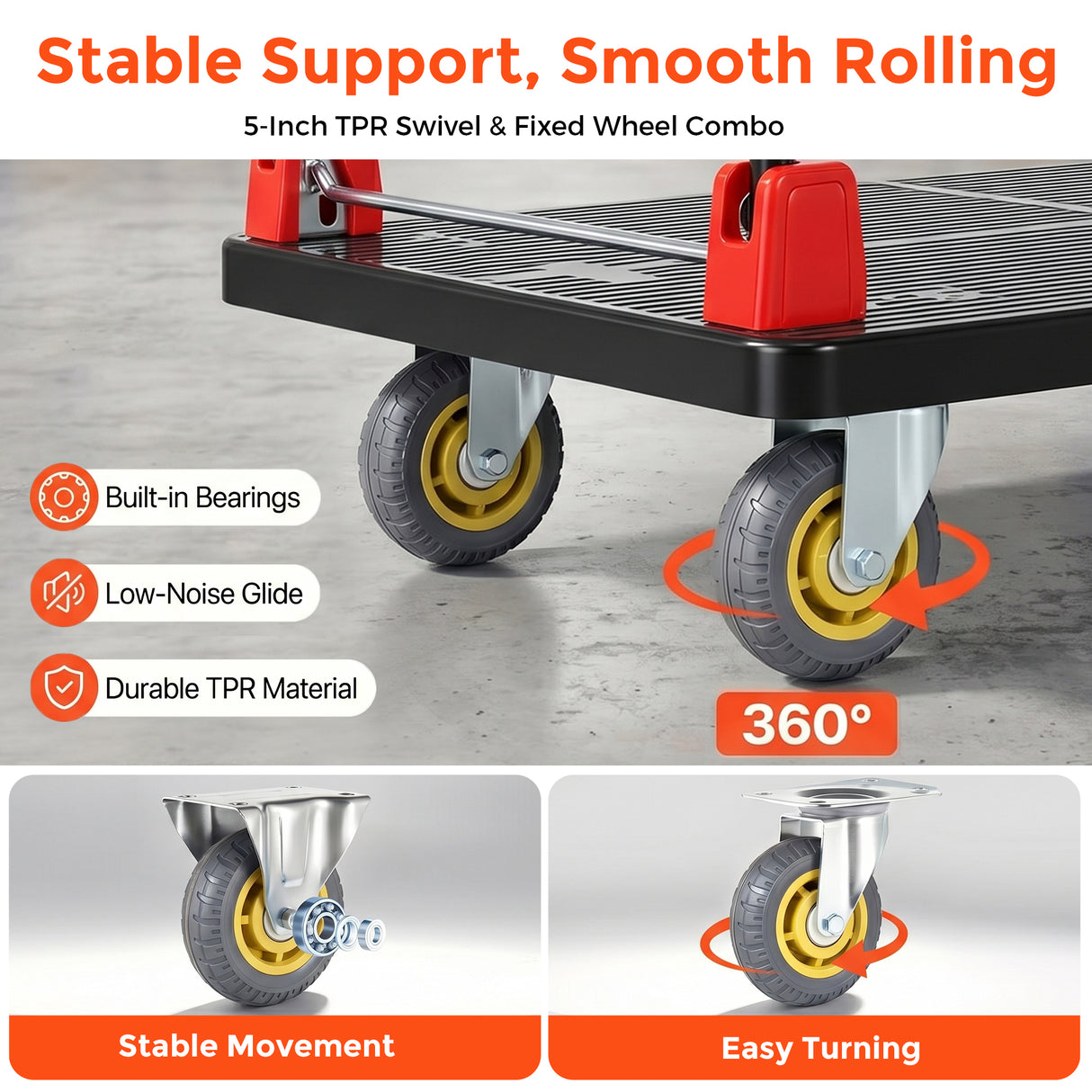 25.5"x43.5" Platform Truck with 1500lbs Capacity
