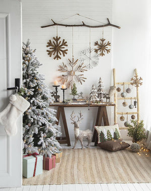 17.7" x 17.7" Large Fir Wood Snowflake Ornaments - Set of 2