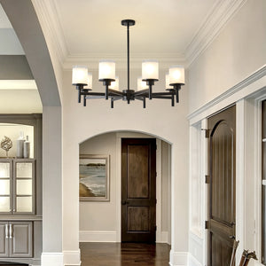 8-Light Frosted Glass Farmhouse Chandelier