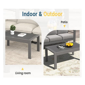 All-Weather Outdoor Coffee Table With Wood-Look Top