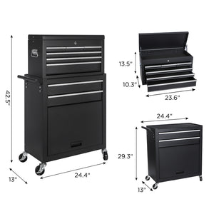 8-Drawer Rolling Tool Storage Cabinet with Detachable Top