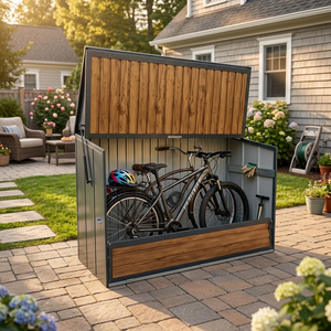 Wood Grain Galvanated Steel Storage Cabinet