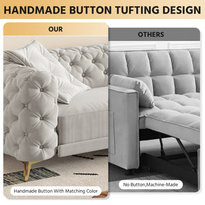 3 In 1 Convertible Sleeper, Deep Seat Pull Out Sofa Bed, Button Tufted