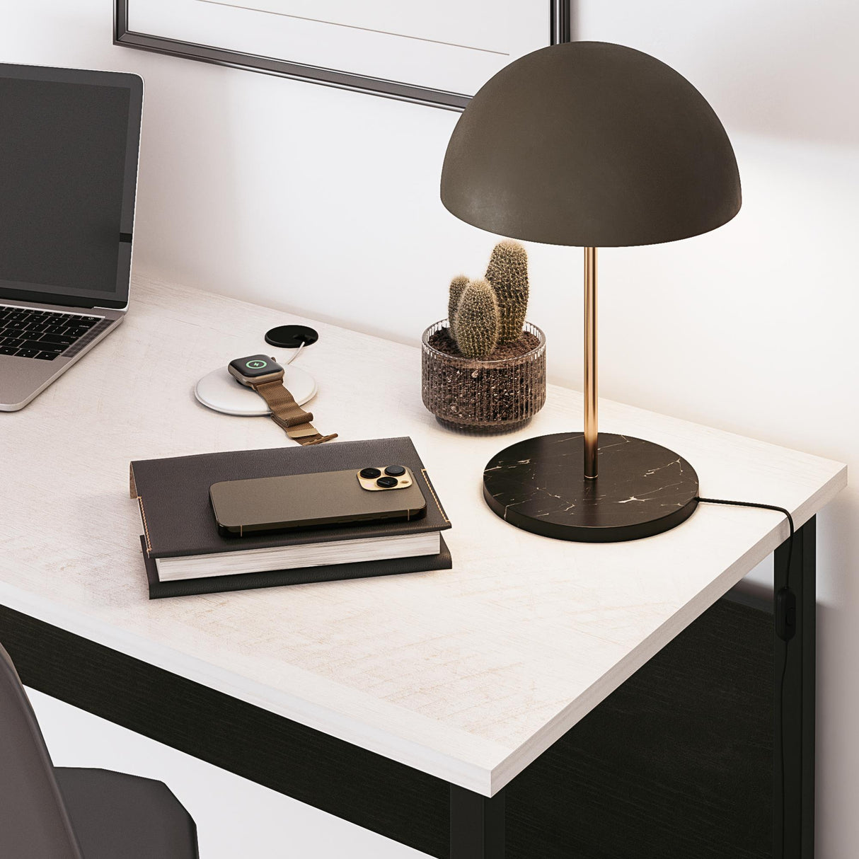 Sorina - Writing Desk - White / Light Oak