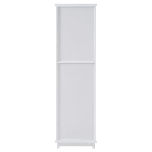 Tall Bathroom Storage Cabinet With Glass Doors, Free-Standing, Two Drawers, And Adjustable Shelves, Board, Painted Perfect For Displaying Your Favorite Items