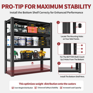 Industrial 5-Tier Adjustable Shelving Unit With Pegboard Heavy-Duty Storage