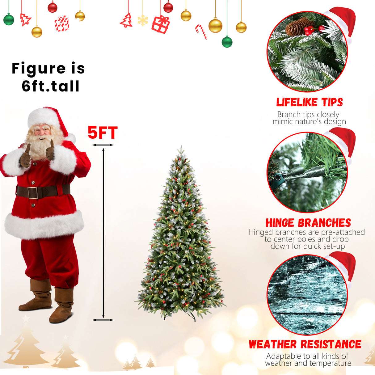 8FT Christmas Tree with 600 Warm Lights