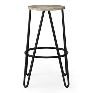 Simeon - Multifunctional Metal Stool With Wood Seat