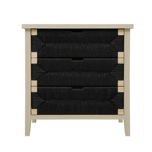 3 Drawer Buffet Sideboard With Adjustable Shelves, Storage Cabinet With Natural Seaweed Decor Doors For Living Room Kitchen Entryway - Natural