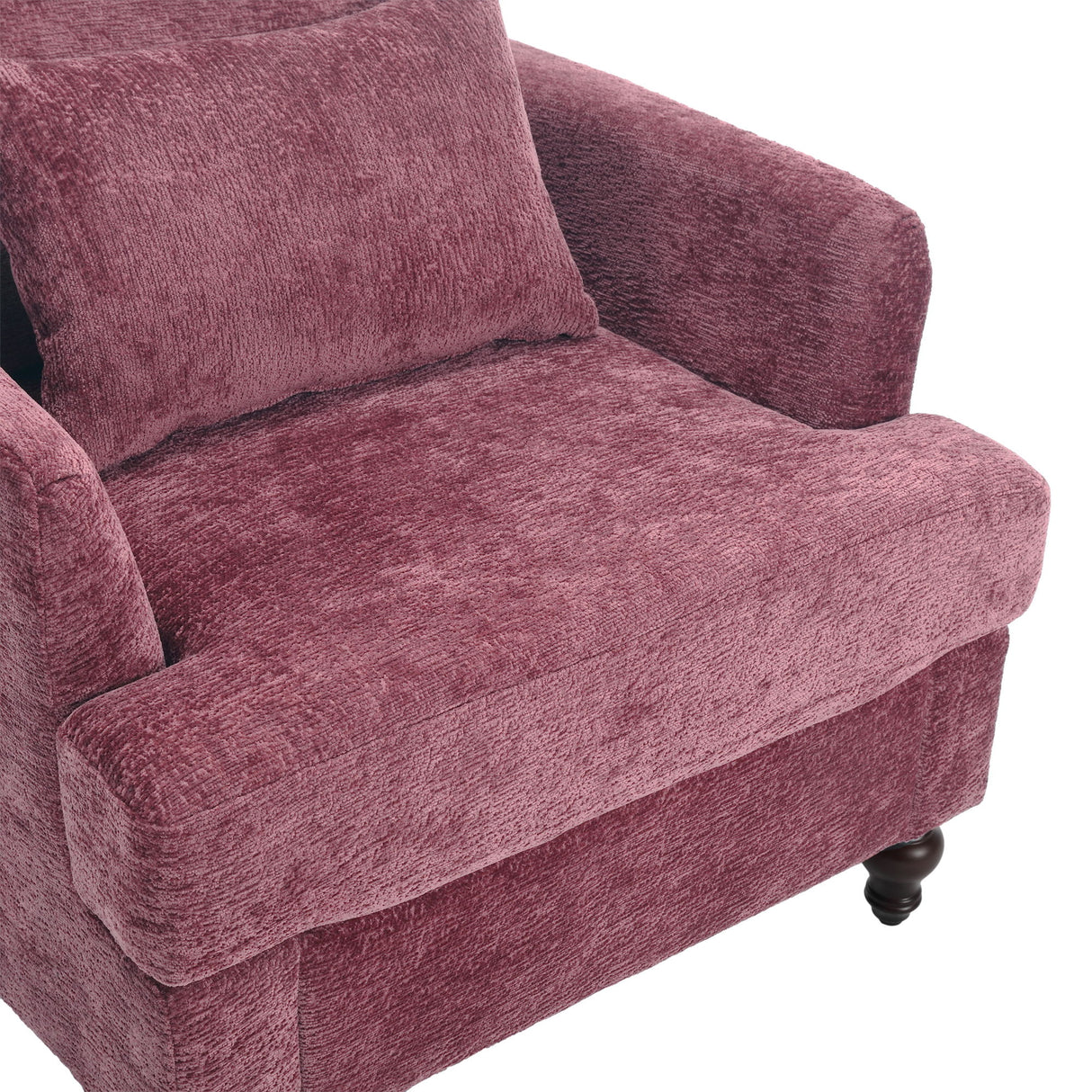 Modern Mid Century Wood Frame Armchair With Tufted Design