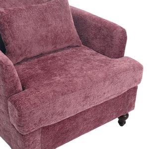 Modern Mid Century Wood Frame Armchair With Tufted Design