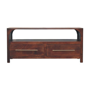 Solid Wood Arched Edge 2 Drawer Media Unit