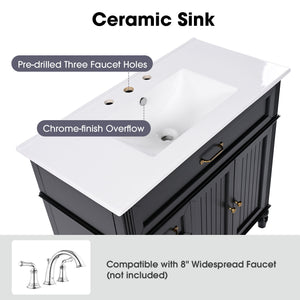 Bathroom Vanity With Sink, Freestanding Cabinet & Drawers