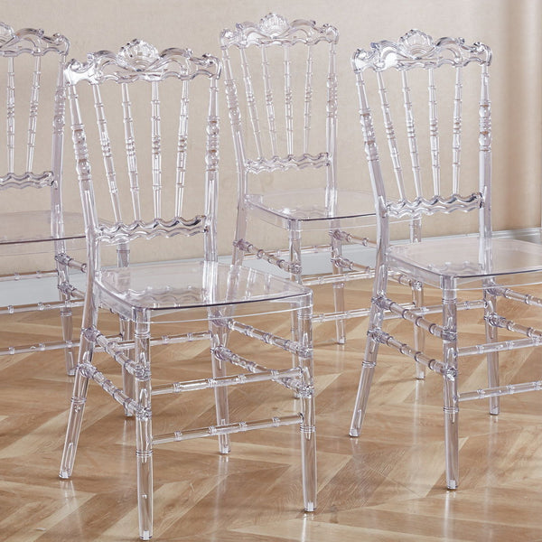Dining Chair With Plastic Seat, Welding Chair (Set of 4) - Transparent