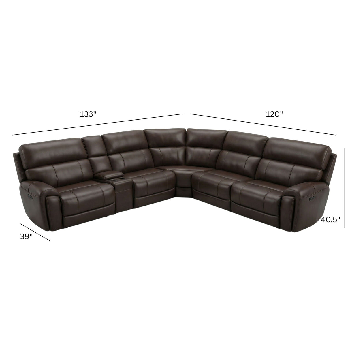 Brazil - Power Sectional With Adjustable Headrest & Footrest - Dark Brown