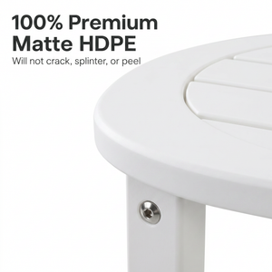 White HDPE Outdoor Side Table, 16 in. Round All-Weather Patio End Table