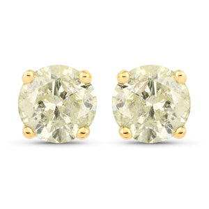 1.12 Carat Genuine LB Diamond 14K Yellow Gold Earrings