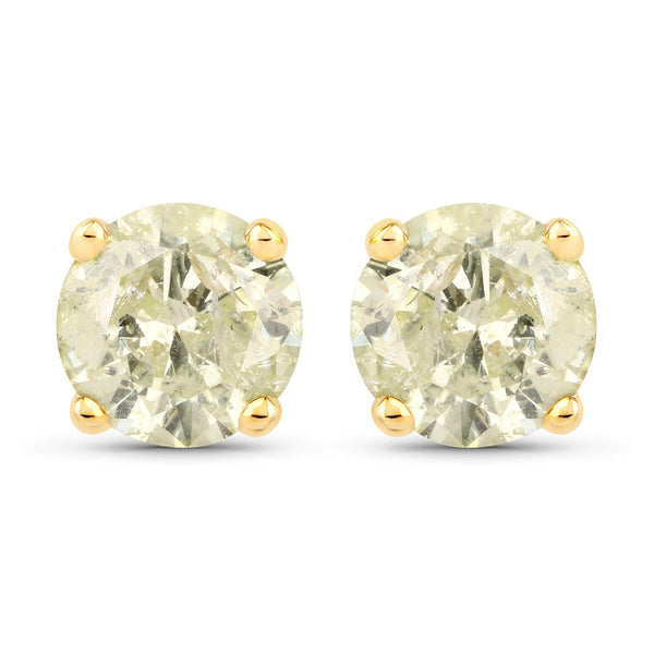 1.12 Carat Genuine LB Diamond 14K Yellow Gold Earrings