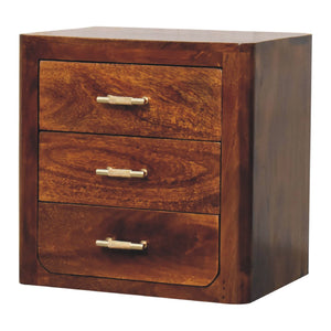 Luca Chestnut Nightstand With 3 Drawers