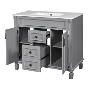 Bathroom Vanity With Top Sink, Mirror Cabinet, 2 Soft Closing Doors & 2 Drawers