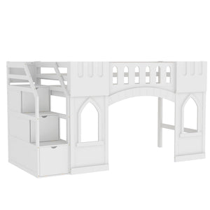Loft Bed With Storage Staircase And Windows