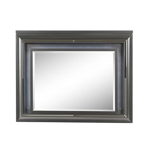 Sawyer - Metallic Mirror With LED - Gray - Best Buy Furniture