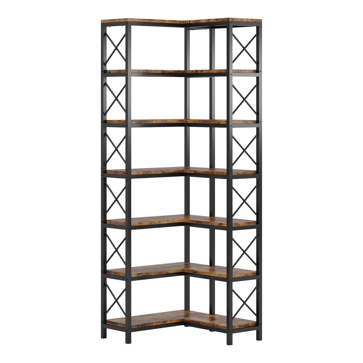 7 Tier Corner Bookshelf Storage Unit for Living Room