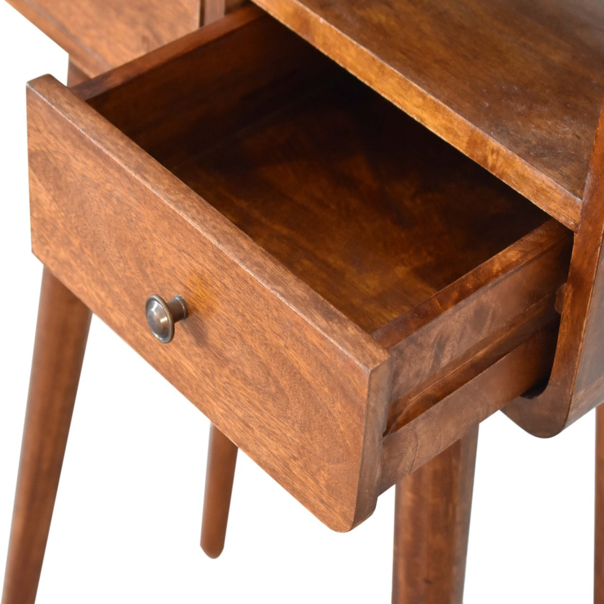 Solid Wood Mini Console Table, 2 Drawers, 1 Open Slot