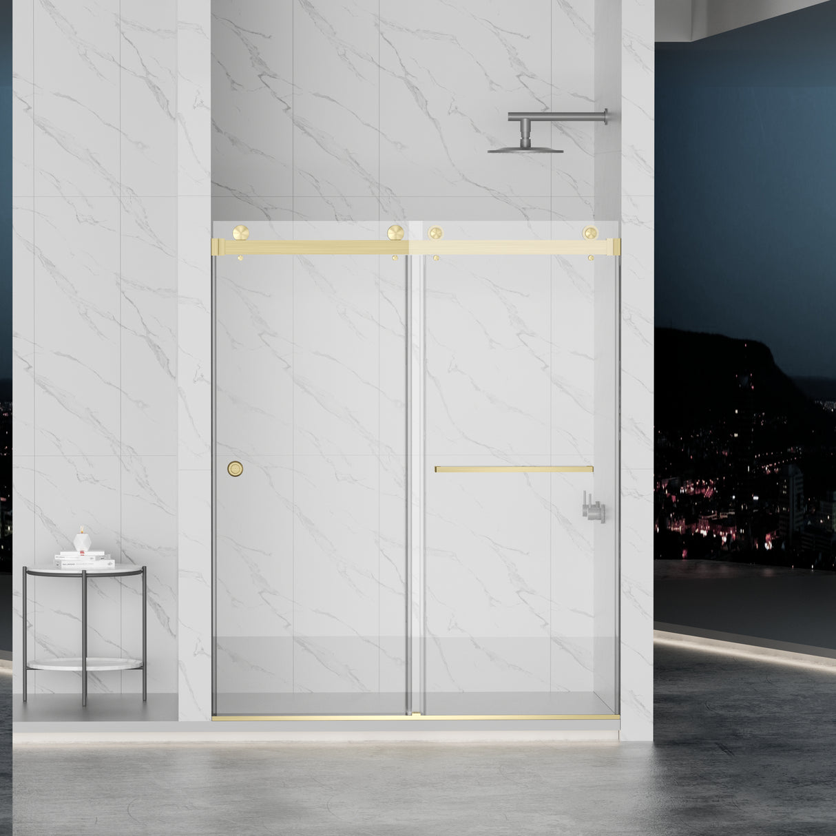 Frameless Shower Door with Double Sliding Design