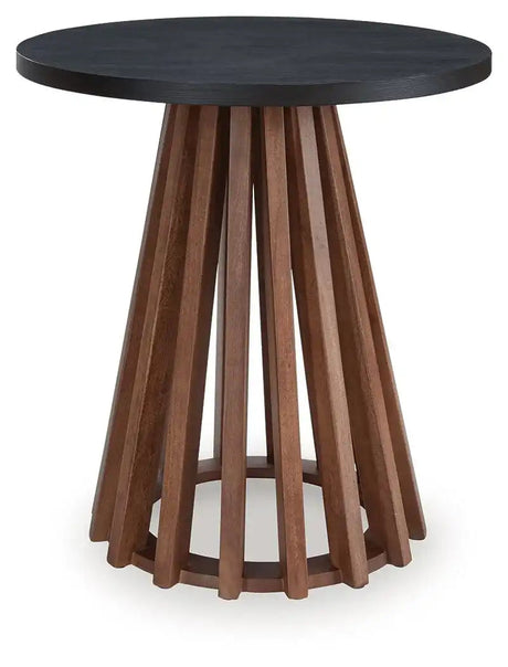 Kallari - Round End Table - Warm Brown / Black - Best Buy Furniture