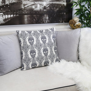 Gothic Damask Skull Throw Pillow