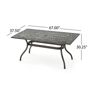 Celestine - Outdoor Cast Aluminum Dining Table With Floral Lattice Design And Umbrella Holder - Best Buy Furniture