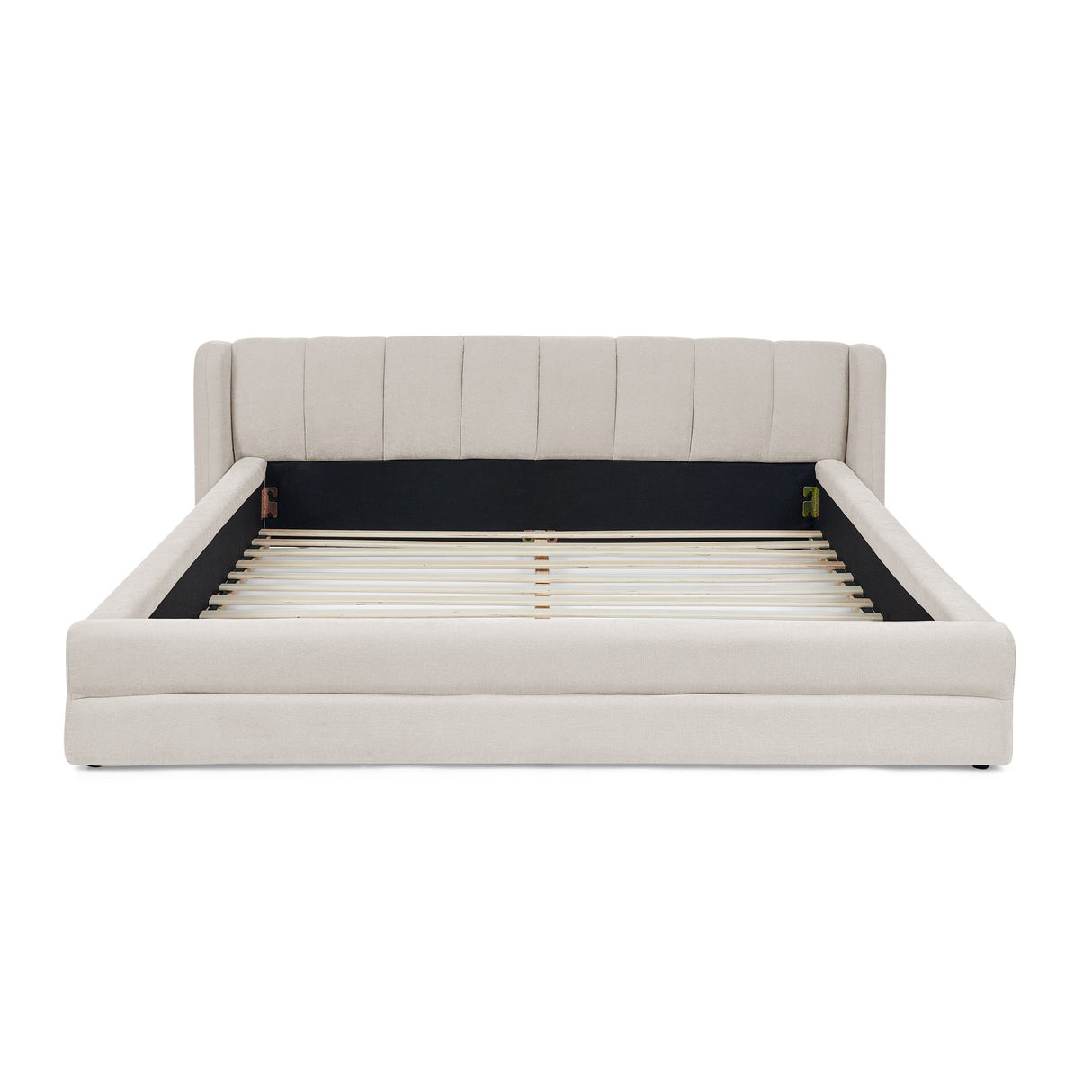 Modern Upholstered Bed Frame With Thick Fabric And Headboard