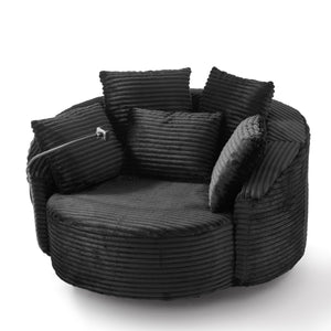 Swivel Accent Barrel Chair With Adjustable Phone Holder, 5 Pillows For Living Room