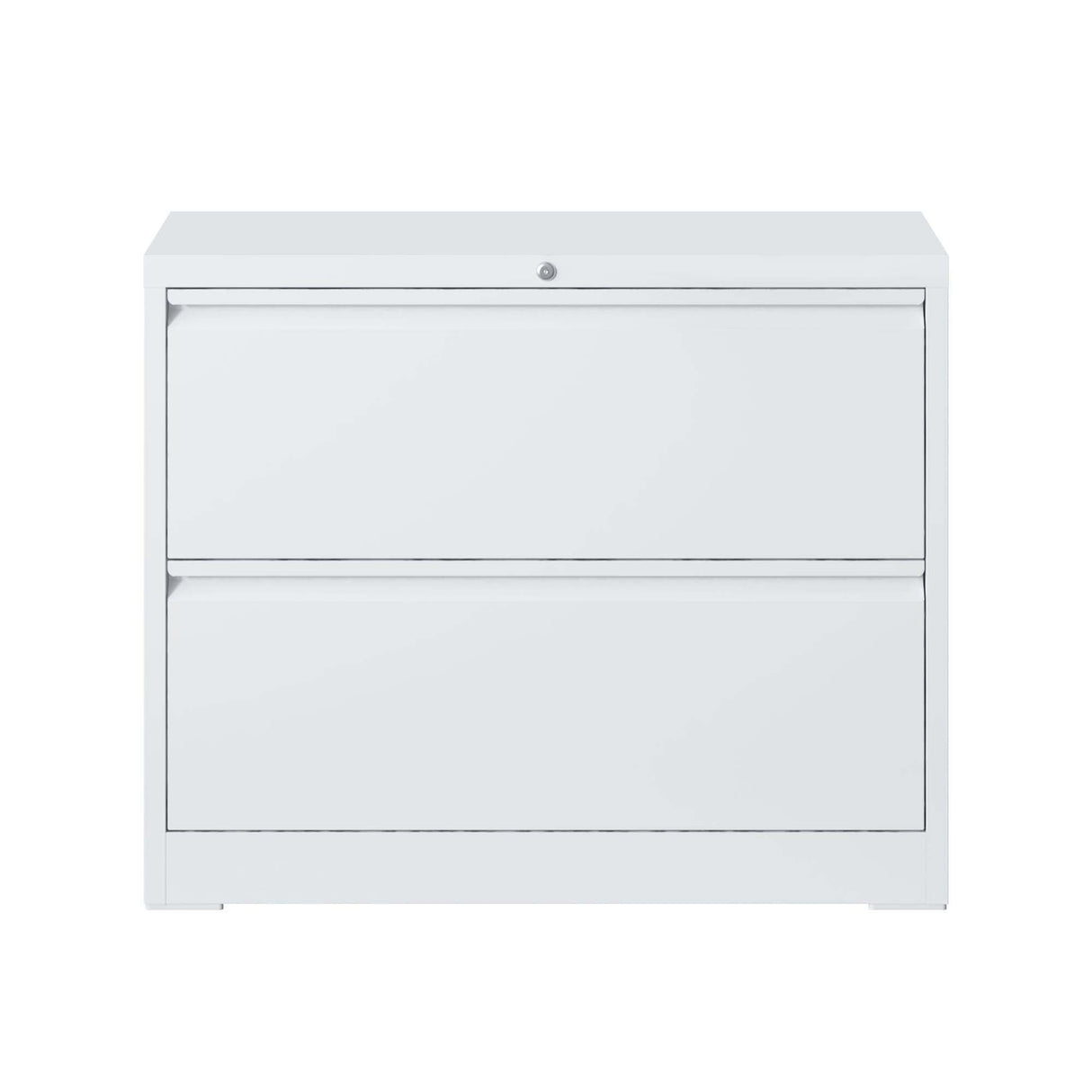 Lateral File Cabinet 2 Drawer, Locking File Cabinet With Anti Tip Interlock, Heavy Duty Storage For Letter / Legal / A4 Files - White