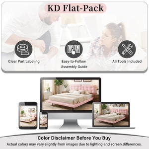 Queen Size Upholstered Floating Bed Frame with LED Lights
