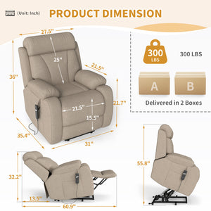 Power Lift Recliner for Elderly - Adjustable Velvet Chair