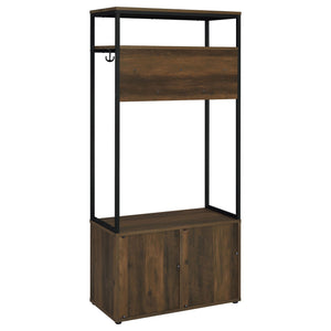 Flora - 2 Door Coat Rack Hall Tree Storage Bench And Multi Functional Storage - Natural