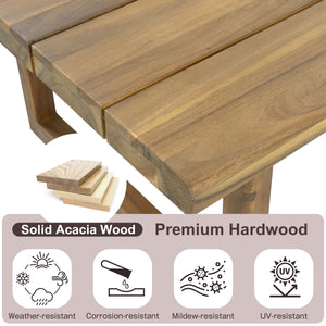 Outdoor Acacia Wood 6-Seater Sectional Sofa Set