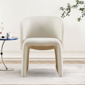 Modern Accent Chair Brown Single Sofa Chair, Upholstered Side Chair Teddy Comfy Chair For Dining Room / Bedroom / Living Room / Reception