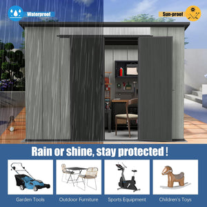 6x9FT Outdoor Resin Storage Shed with Transparent Windows & Louvered Vents